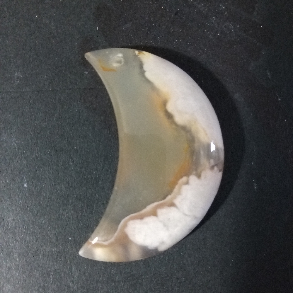 Sakura Agate Crescent Moon Pendant EX12412